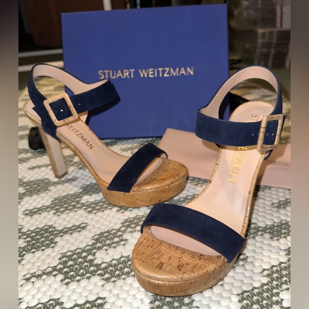 Stuart Weitzman Alesha Suede Cork Platform Heels
